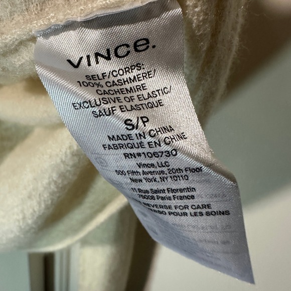 Vince Mock Neck Boiled Sweater Cashmere Womens Small Ecru Funnel Soft Luxury - Picture 4 of 6